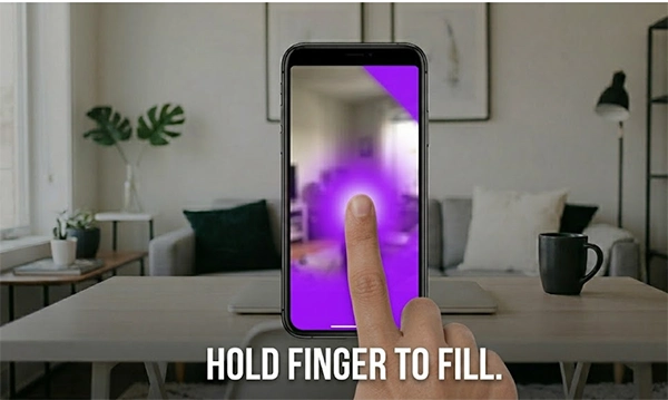 Hold your finger to fill the background