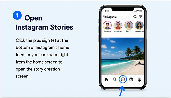 Open Instagram Story to upload a simple photo