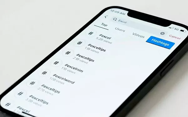 Tap the hashtags to view counts