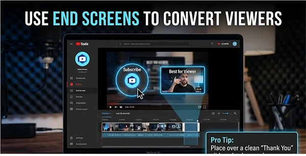 Use End screens to convert viewers into subscribers