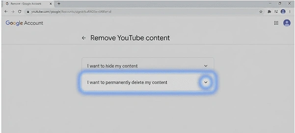Click “I want to permanently delete my content”