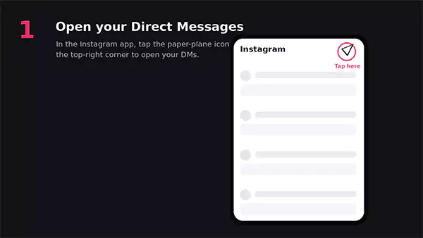 On Instagram click the paper plane icon to open DMs