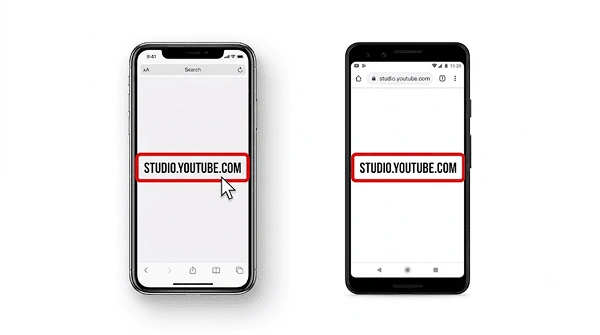 open Chrome for Android phone and Safari for iPhones for YouTube Studio
