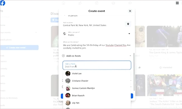  Add co-hosts for the event.