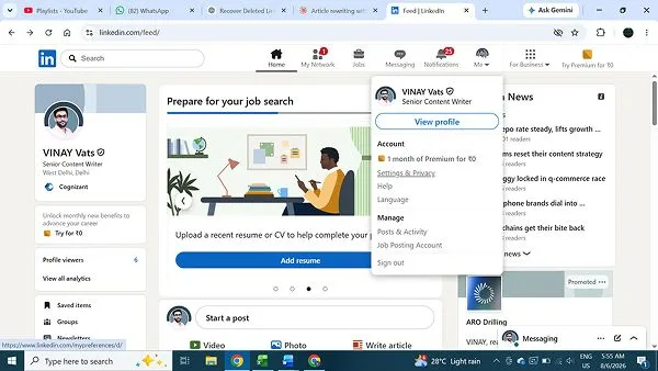 Click Settings & privacy, then Account preferences
