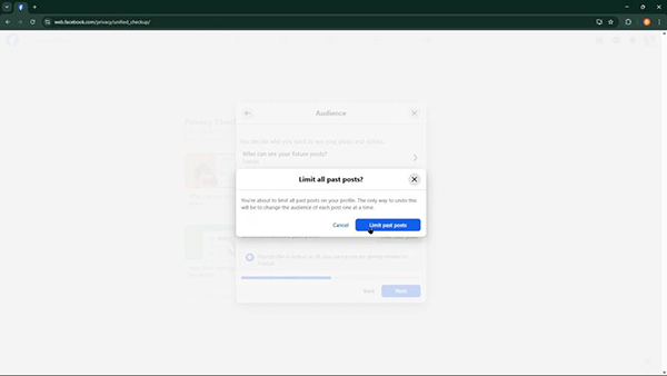 Facebook controlling past post accessibility