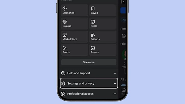  Facebook menu settings