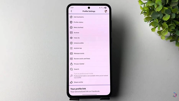 Facebook menu showing the Activity Log option.