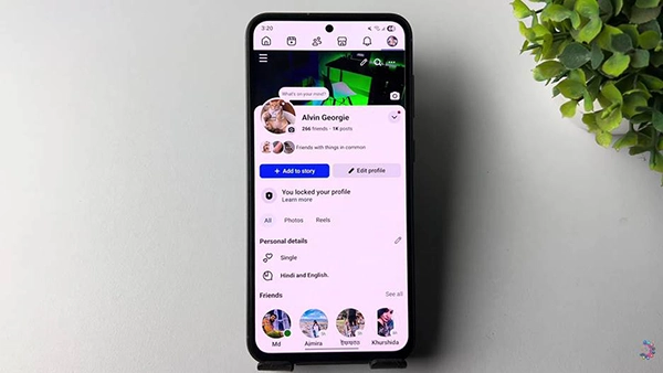 Facebook profile page with the three-dot menu in the top-right corner.