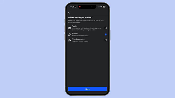 Facebook setting reels visibility