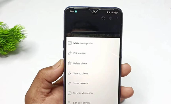Facebook three dots menu shows multiple options.