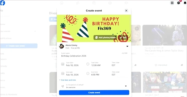  Hit the “Create event” button after checking all details.