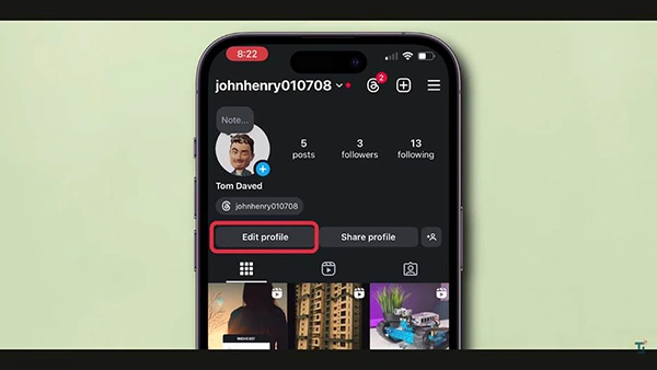Instagram Edit profile menu