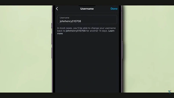 Instagram username changing box