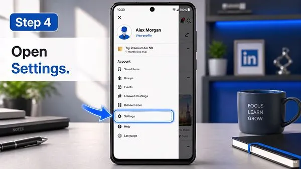 LinkedIn Settings menu