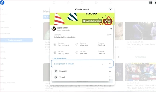 Mention whether the event is in person or virtual.