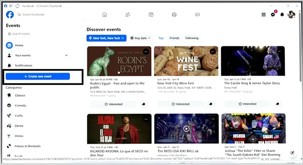 On Facebook, go to events and choose Create new event.