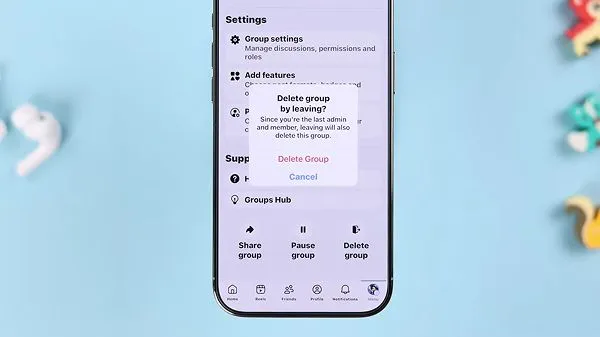Scroll down and select “Delete Group” and confirm the deletion prompt.