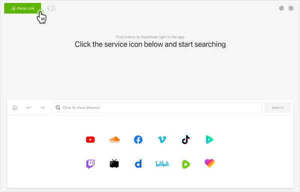 4K Video Downloader Plus app showing the Paste Link button