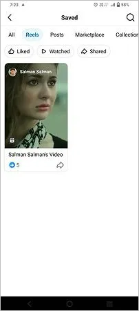 Facebook shoowing reels menu