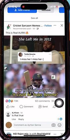 Facebook showing a comment option of a post.