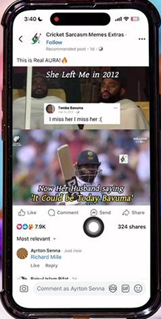 Facebook showing user tagged in a comment. 