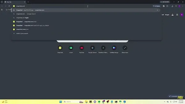 Image showing Snapchat web address on a Chrome browser tab