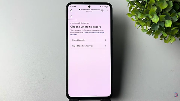 Instagram showing option to choose where to export