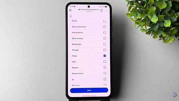 Instagram showing what to download through export