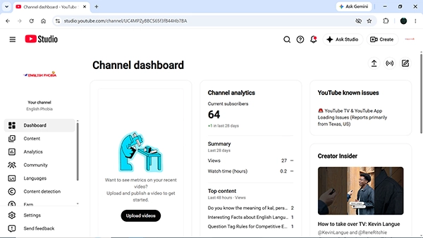 YouTube shows profile menu.