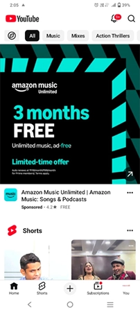 YouTube shows user interface