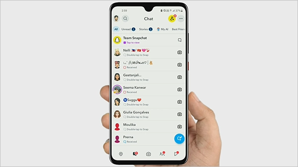 Snapchat showing interface