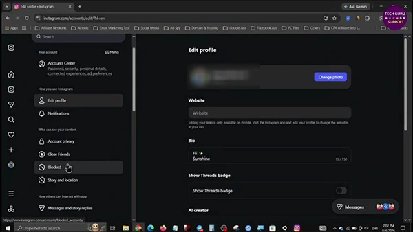Tap Blocked under Who can see your content 