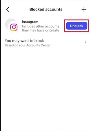  Tap Unblock next to the account